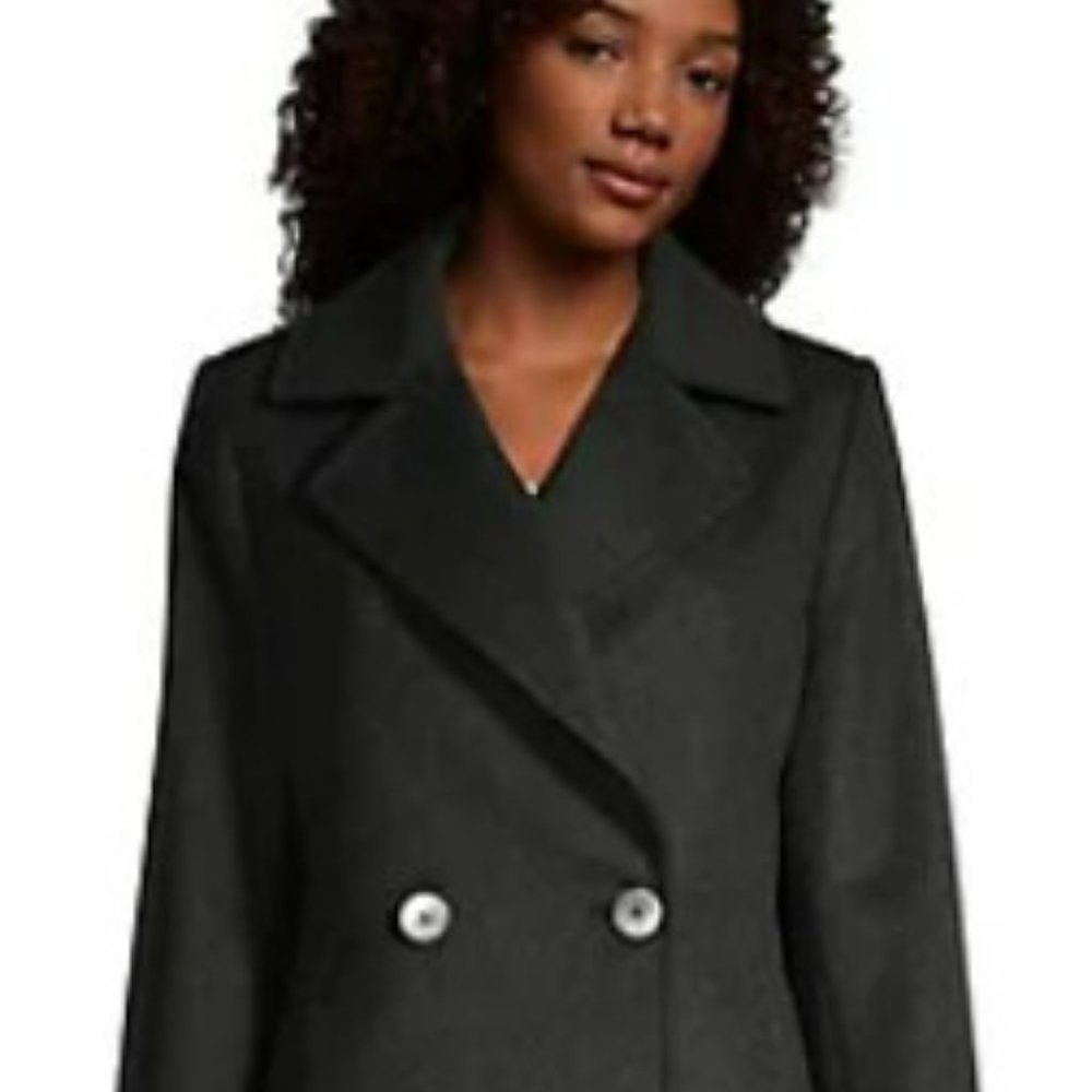 HISO - Women's Double-Breasted Cashmere Blend Notch-Collar Coat, BLACK, 16